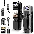 Body Camera with Audio and Video Recording, Unltra 4K Body Cam with 180° Rotating Lens, 6HR Battery, IR Cut Auto Night Vision, 128GB Body Worn Camcorder Personal Civilians Police Law Enforcement