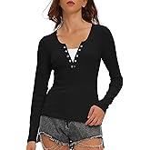 Beaully Women's Long Sleeve Henley Tops Ribbed Knit Slim Fitted Trendy T Shirt Basic Tees Layer 2026 Spring Fashion Outfits