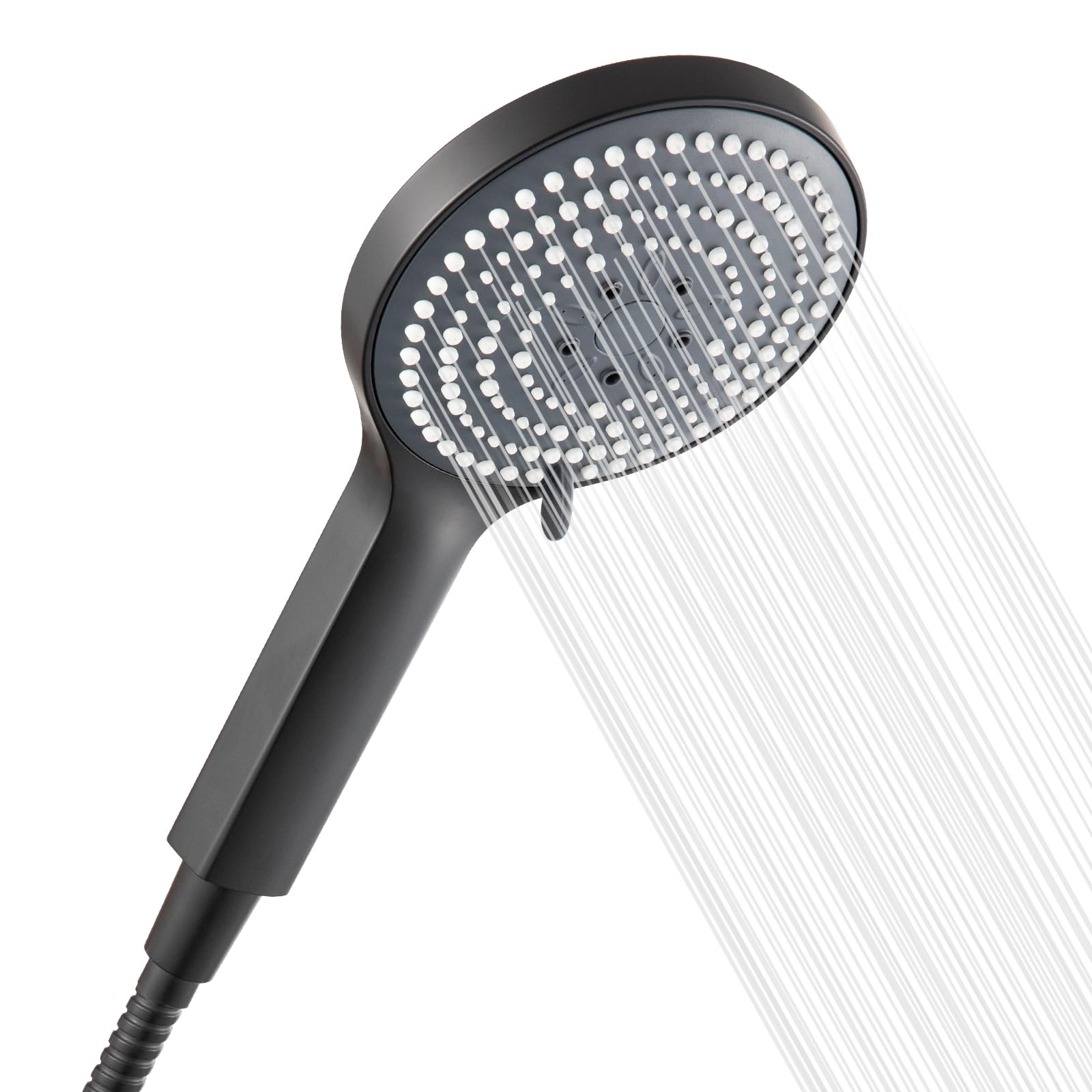 OFFO Shower Head and Hose 1.5m, 6 Modes Handheld Shower Head Large Powerful Boosting Handheld Showerhead for Low Water Pressure ShowerHead,Matte Black