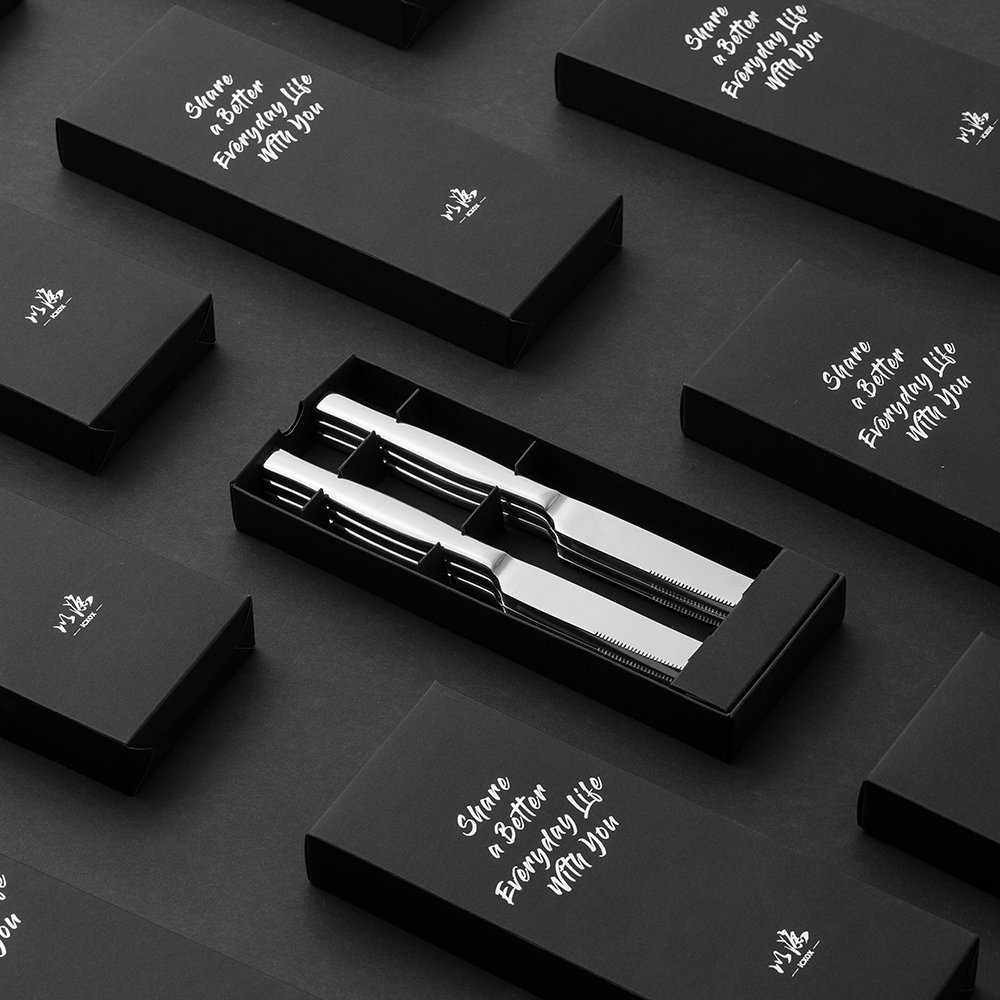 icxox Set Coltelli da Tavola 6 Pezzi, 23,5cm, Acciaio Inox Martensitico (Argento)