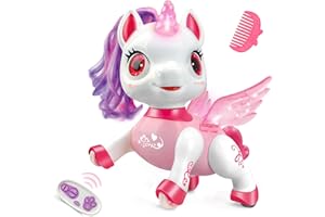 Britik Unicorn Toys for Girls Age 4-6: Robot Pets for Kid Remote Control Robot Toy for Ages 5-7 Smart Robot Girl Toy Age 4-5 Robot Toys for Kids 8-12 Birthday Gifts for 3 4 5 6 7 8 Year Old Girl, Pink