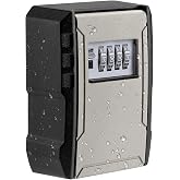 UPGRADE Extra Large Capacity Key Lock Box, Weatherproof Wall Mount Key Box for Car Keys, Fob, House Keys, Key Safe Security Storage Lock Box for Indoor, Outdoor, Garage, Garden, Store (1, Grey)