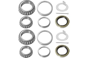 SHLIYITX 2 Sets L68149 L44649 Trailer Axle Bearing Kit with D-Style Spindle Tang Washers, Boat Trailer Bearing Kit Fits for 1-3/8" to 1-1/16" 3500 Lbs Trailer Axle 1.719" Grease Seal 10-19#84 Spindle