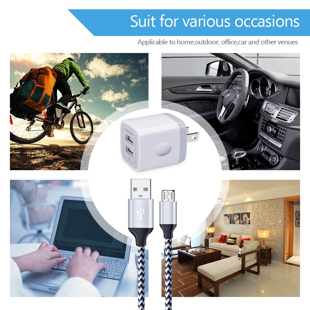 Fast Wall Charger Adapter with Android Micro USB Cable Plug Cube Compatible Samsung Galaxy J8 J7 Sky Pro Perx Star, J7V Prime, j3 Emerge, Luna Pro Eclipse Mission, On5/On7/On8/S3/J6/J2, 6 FT Cord