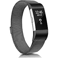 Vancle Metal Bands Compatible with Fitbit Charge 2, Stainless Steel Mesh Breathable Wristband Strap with Adjustable…