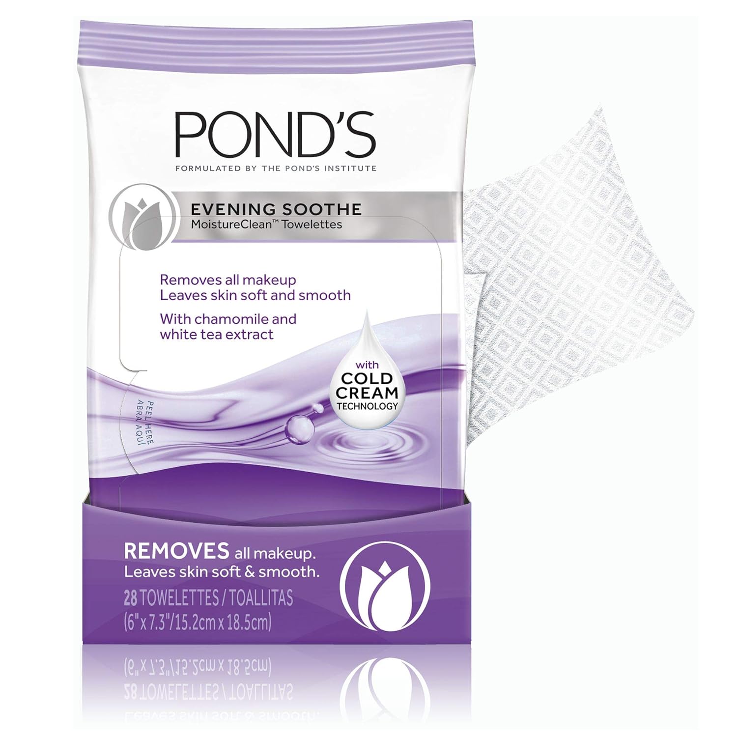 Ponds Wet Cleansing Towelettes, Evening Soothe, 28 Count (Pack of 2) : Facial Cleansing Cloths And Towelettes : Beauty