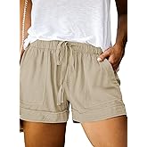 Eytino Womens Plus Size Comfy Drawstring Casual Elastic Waist Pocketed Shorts,1X-5X