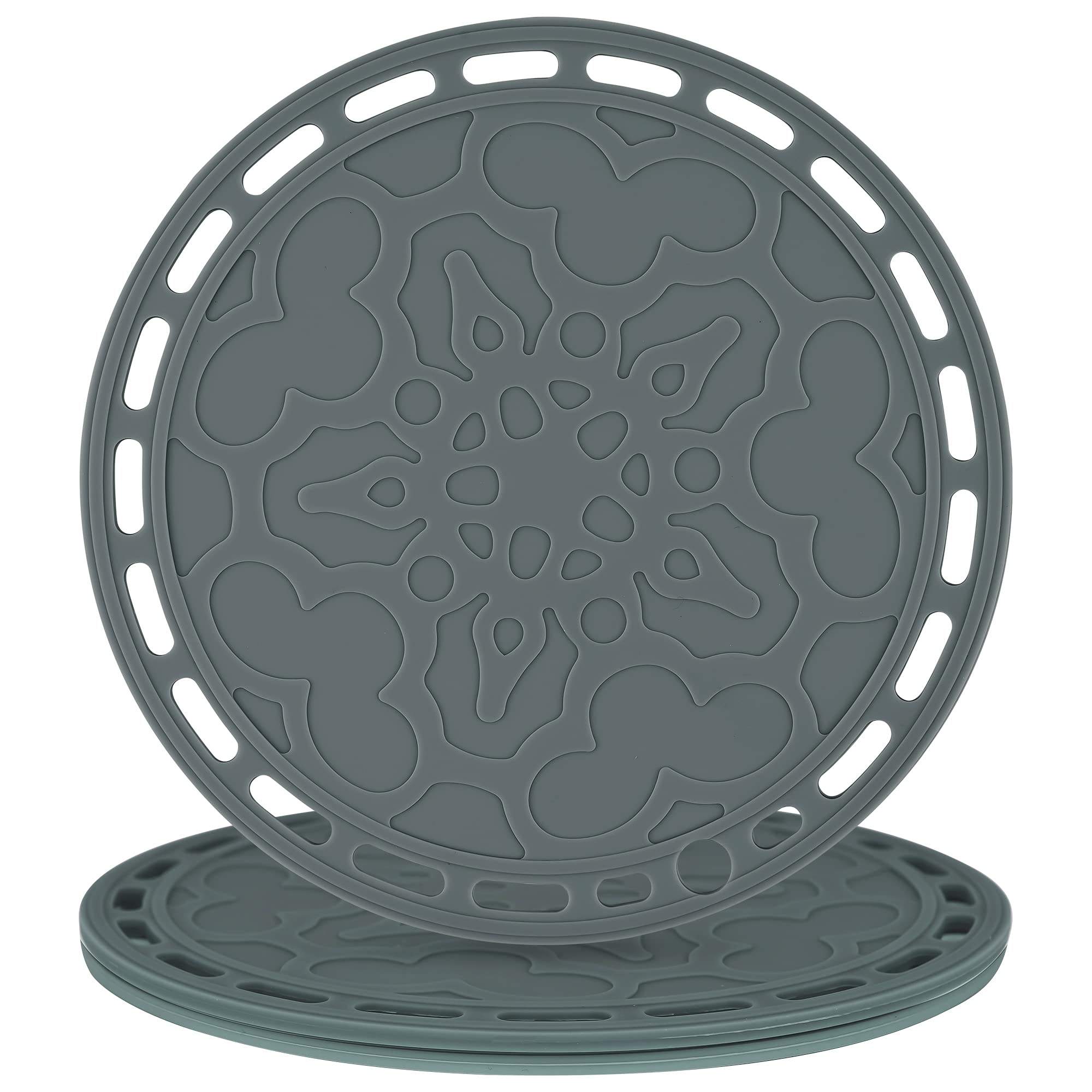 Smithcraft Silicone Trivets Mats Big Round Silicon Pad for Hot Dishes and Hot Pots, Hot Pads for Countertops, Tables, Pot Holders, Spoon Rest Place Mats Set of 3 Color Dark Grey