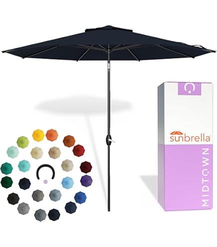 Comfort Classics SUNBRELLA PREMIUM 10' ALUMINUM. MARKET AUTO-TILT UMBRELLA IN DENIM, MADE IN USA : Patio, Lawn & Garden