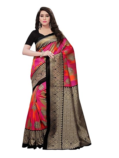 Women's Poly Silk Saree With Blouse Piece