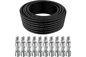 CAMUUN 50Ft 3/8 Hydraulic Hose with 10Pcs 3/8" JIC 37° Female and 10Pcs 3/8 inch NPTF Male Hydraulic Hose Fittings W.P.53MPa / 7685PSI