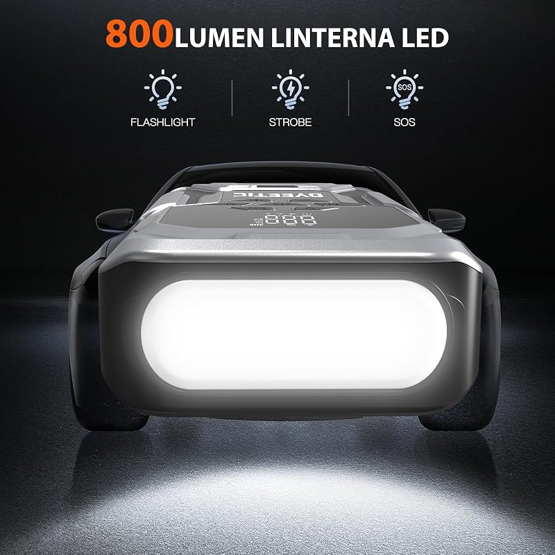 Arrancador de Batería de Coche 8000A con compresor 150PSI, 12V Jump Starter Batería Booster Externa para All Gasolina o 12L Diesel, 18W Carga rápida con Cable de Arranque