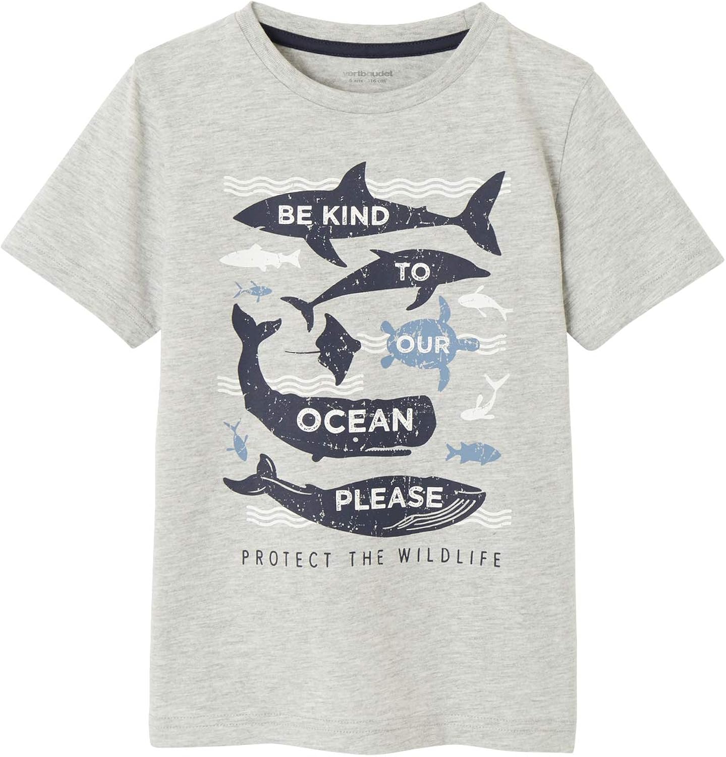 Vertbaudet - Camiseta para niño, diseño de protección de los océanos
