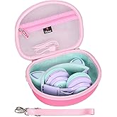 Mchoi Hard Carrying Case Suitable for Riwbox CT-7 Pink/for Jack CT-7S Cat Green 3.5mm/ for iClever IC-HS01 Bluetooth Wireless Over-Ear Headphones Headset for Kids Travel Protective Case, Case Only