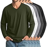 August Alley 5 Pack Men's Big and Tall Shirts Cotton V Neck L-7xl Long Sleeve Loose Tops Winter Casual Basic Tee Multipack