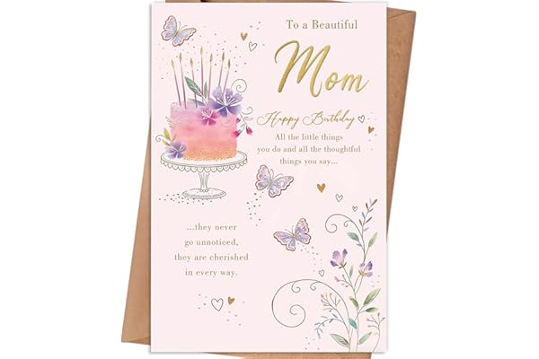 gerdiny Mom Birthday Card, Happy Birthday Card Gifts for Mom from Daughter Son, Mother Birthday Card