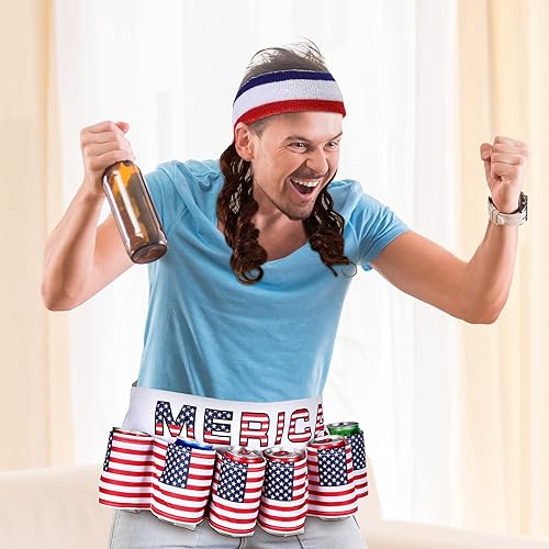 Canlierr Pcs Fourth of July Patriotic Beverage Beer Belt Holder