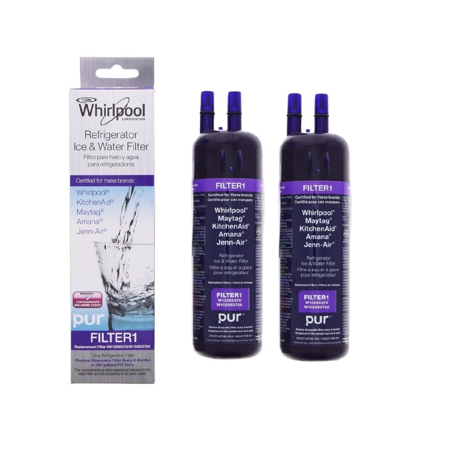 Whirlpool Filter 1 / W10295370 / W10295370A / Kenmore 46-9930 2-Pack Filter Nib 13