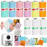 HuiJuKeJi 9 Rolls Mini Printer Sticker Paper,Thermal Self-Adhesive Paper 57 * 25mm,3 Rolls of White &6 Rolls of Colour Paper for Pocket Inkless Portable Bluetooth Printer to Print Photo,Note