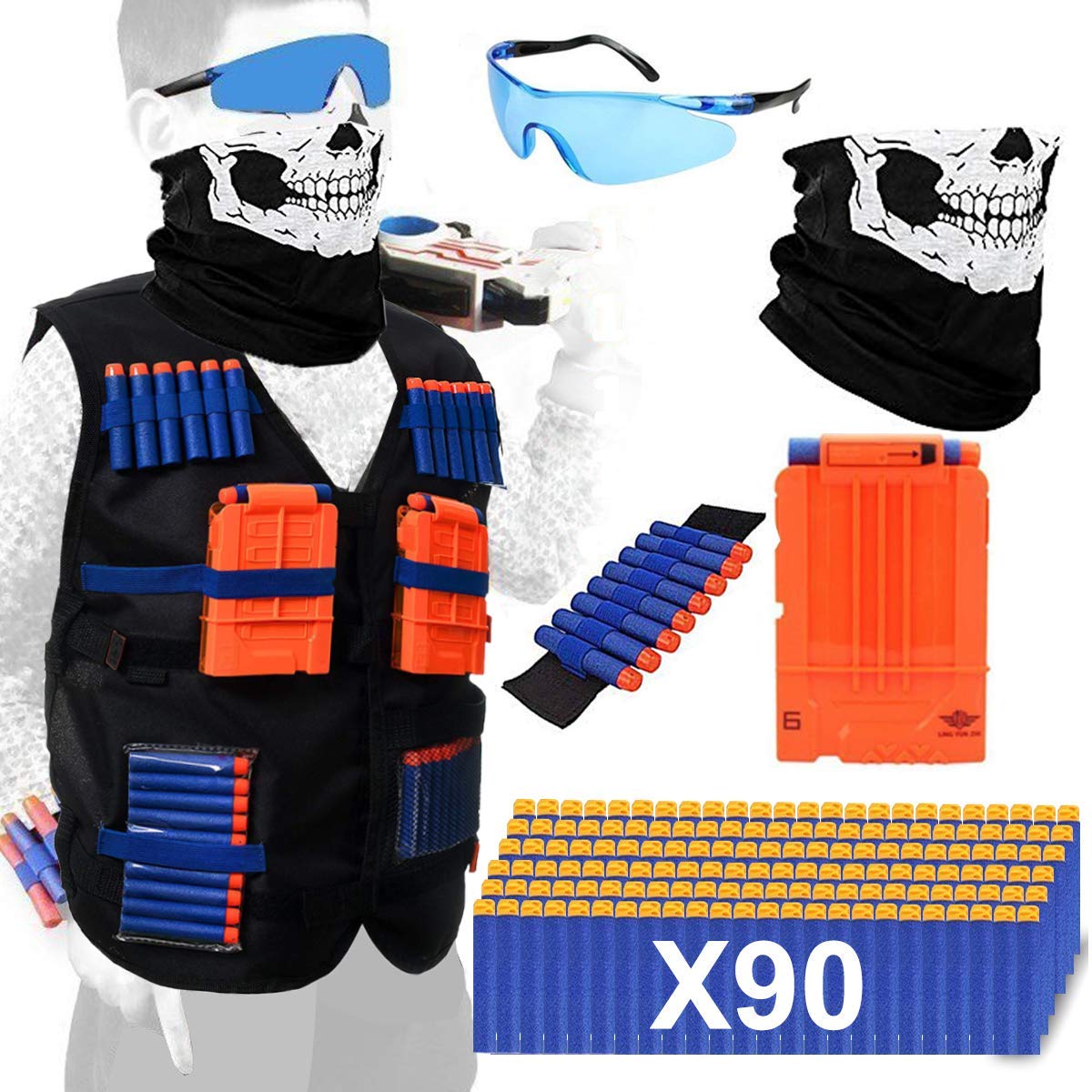 Tactical Vest for Toy Gun Nerf Nstrike Elite 90 Refill Bullet Darts Reload Clip 607111465935 eBay