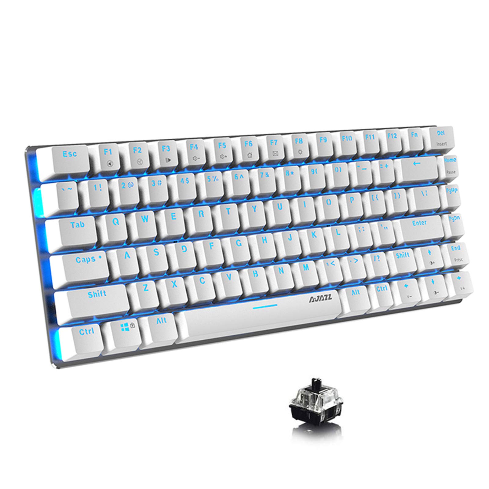 Photo 1 of Lomiluskr AK33 Compact Wired Mechanical Keyboard, 82 Anti-ghosting Keys, Small and Portable, Single Color Backlit (White, Black Switch)
