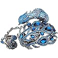 YACQ Women's Hinged Big Peacock Bracelet Slave Stretch Ring Set - Fit Wrist Size 6-1/2 to 7-1/2 Inch & Finger 7 to 9 - Lead Nickle Free - Halloween Costome Outfit