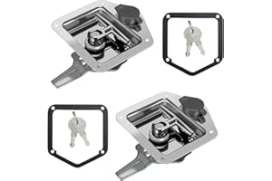 Jamgoer 2PCS Truck Tool Box Latch Replacement Stainless Steel Tool Box Latch T Handle Latches with 4 Keys Gaskets for Truck R