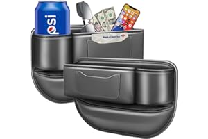 DOBOLAN Car Seat Gap Filler & Organizer，2 Pack Black Car Leather Cup Holder Gap Bag,Men Car Interior Accessories，Seat Gap Storage Box for Storage Sunglasses、Phone、Key