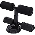 Black Sit Up Bar for Home Workouts - Abs Exercise Equipment with Foot Holder & Suction Cup Anchor