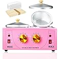 Double Wax Warmer Electric Wax Warmer Professional Machine for Hair Removal, Wax Heater for Paraffin Facial Skin Body Spa Salon Equipment with 100 Waxing Cloth And 50 Removal Wooden Craft Sticks