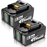 2Pack Upgraded 8.0Ah Replacement for Makita 18V Battery Compatible with Makita 18 Volt Lithium Battery BL1815 BL1860 BL1820 BL1830B BL1840B BL1815 Compatible with All Makita 18V LXT® Power Tools
