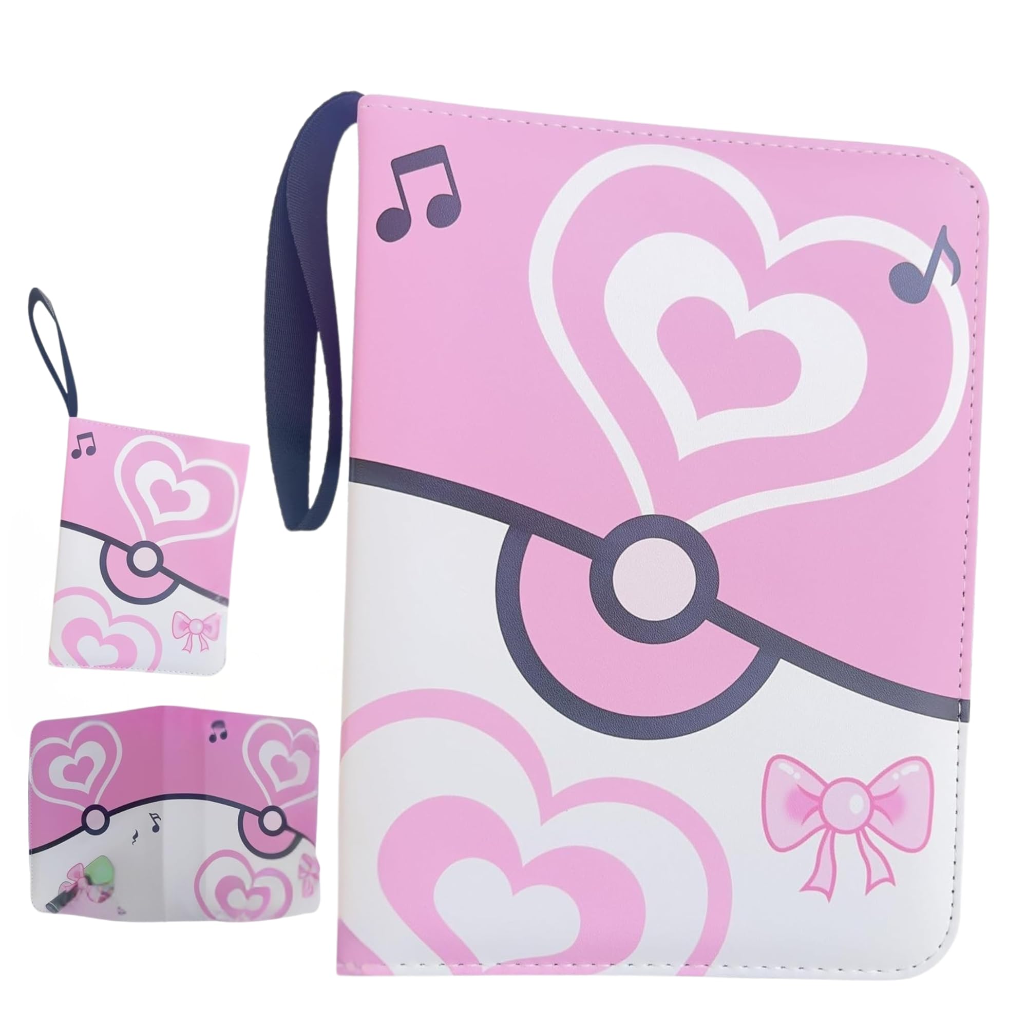 DABEEZDS Trading Card Binder - 9 Pocket Trading Card Holder with 50 Removable Sleevs for 900 Cards, PU Waterproof & Portable Carrying Case Card Collection Folder (9-Pocket) (Pink)