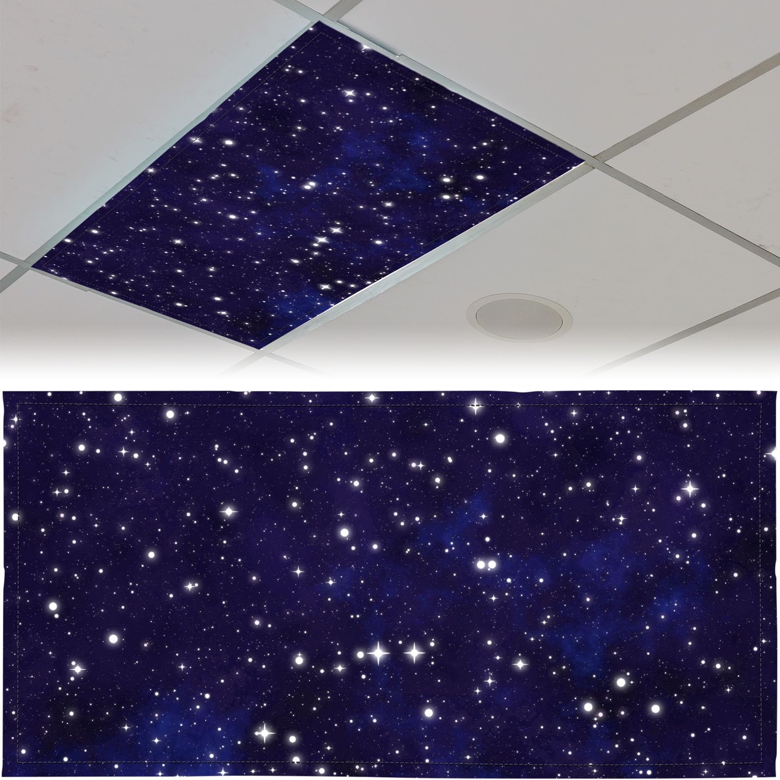 Photo 1 of Patelai 4 x 2 Feet Fluorescent Light Cover for Ceiling Lights Magnetic Light Cover with 10 Magnets Fluorescent Light Filters for School Classroom Home Office Drop Lamp Decor(Starry)