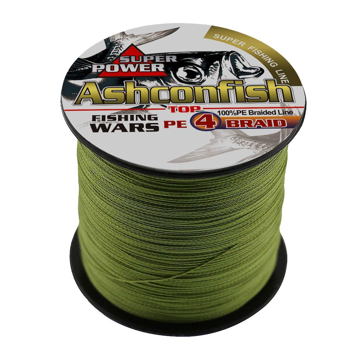 Ashconfish Braided Fishing Line- 4 Strands Super Strong PE Fishing Wire-Abrasion Resistant - Zero Stretch-Small Diameter-Multiple Colors, 100M/109Yds-300M/328Yds-500M/547Yds -6lb 8lb 10lb to 100lb