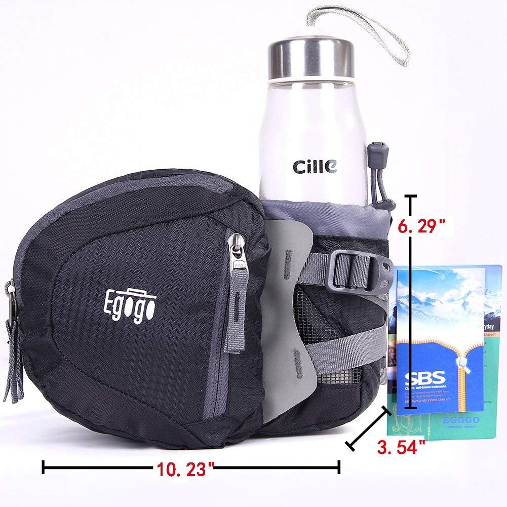 EGOGO Travel Sport Waist Pack Fanny Pack Bum Bag Hiking Bag with Water Bottle Holder S2209 (Black) : Clothing