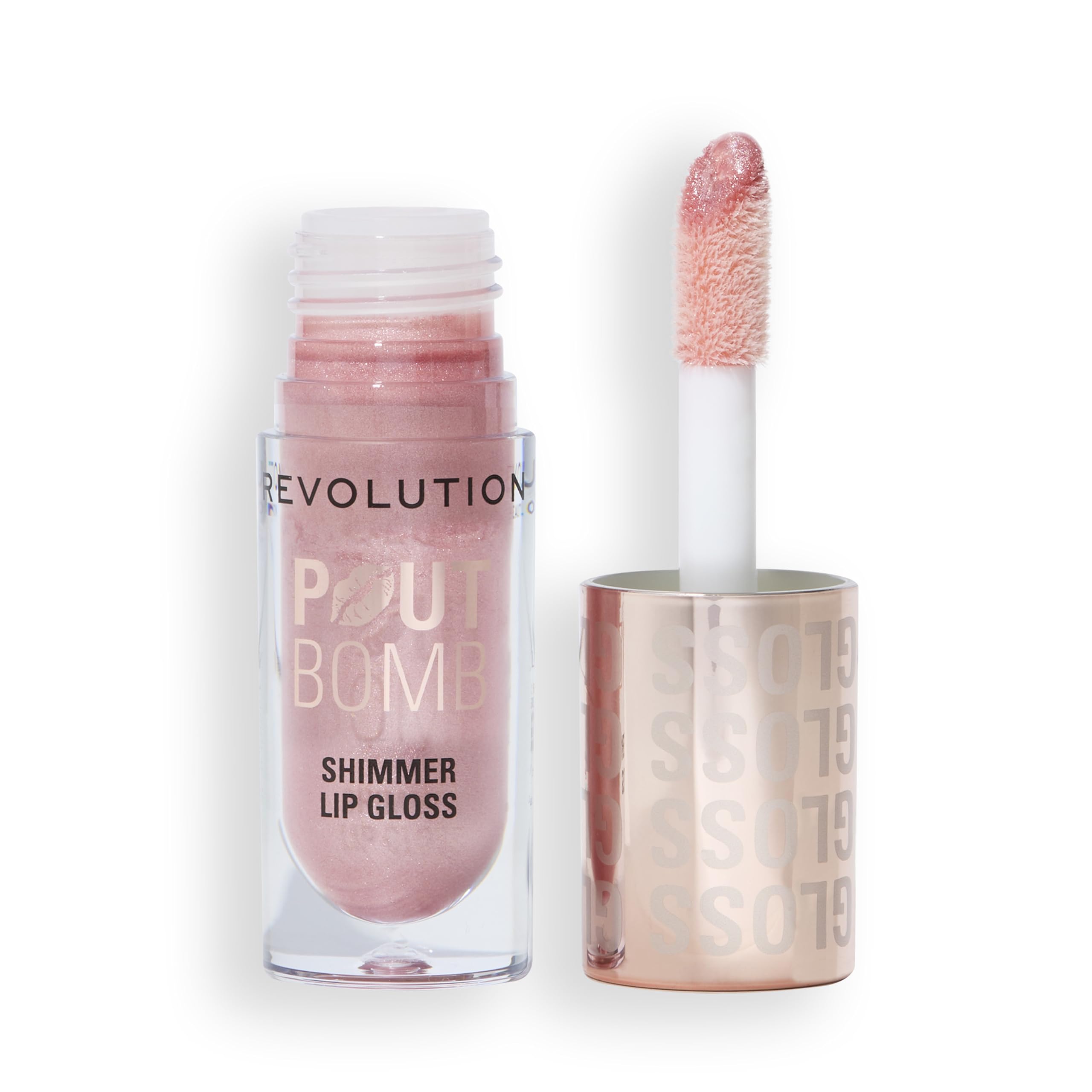 Revolution, Pout Bomb Shimmer Gloss, High-Shine Lip Gloss & Shimmer for Glossy Lips with Hyaluronic Acid & Sweet Vanilla Scent, Shine Pink, 4.5ml