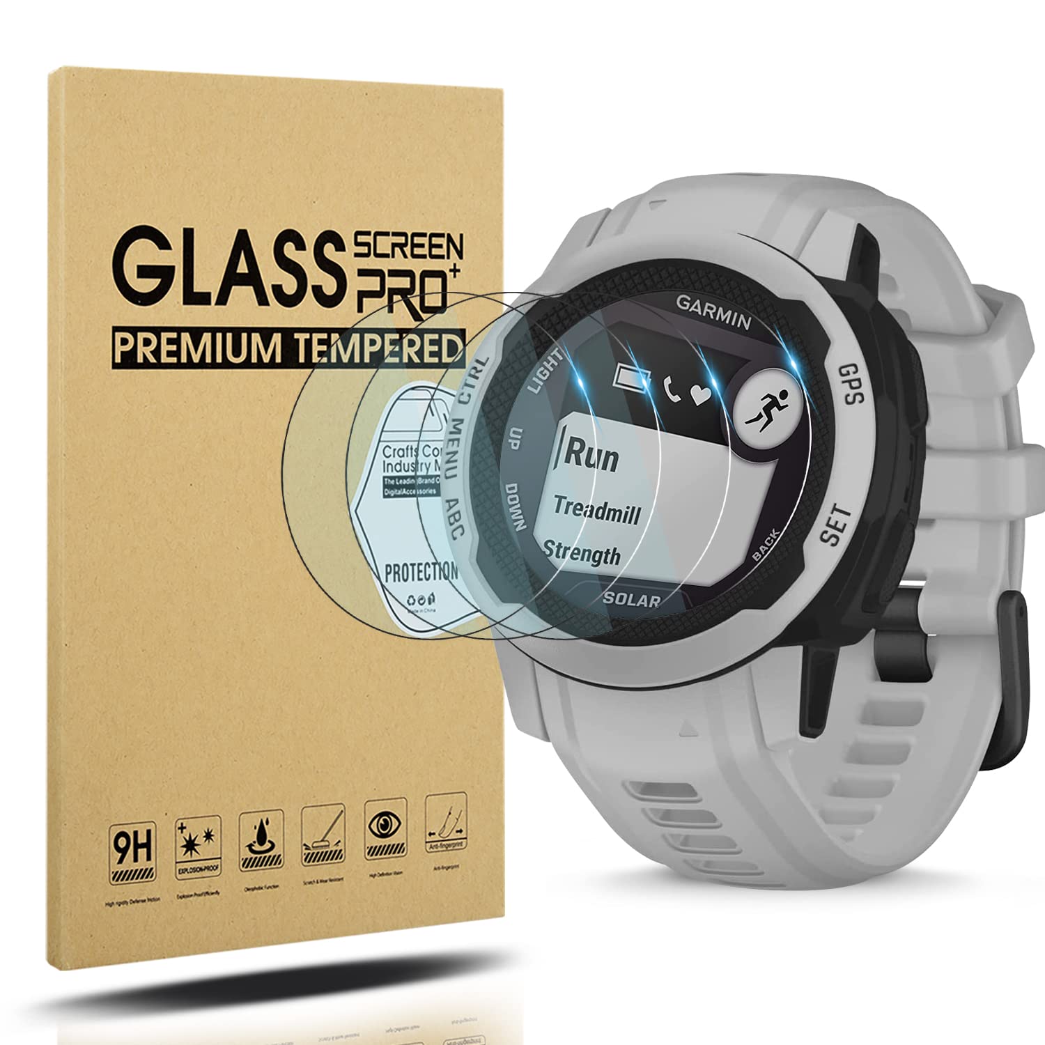 Diruite 4-Pack Screen Protector Compatible with Garmin Instinct 2S Screen Protector Tempered Glass[2.5D 9H Hardness][Anti-Scratch][No-Bubble]