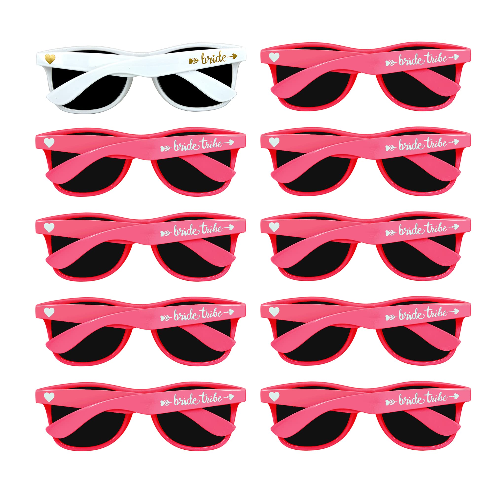 LADY&HOME 10 Pcak Hen Party Women Sunglasses Bride Tribe and Bride To Be Glasses for Women Bridesmaid Gifts Sunglasses for Bridal Shower Bachelorette Party Accessories (Neon Pink) — image 1
