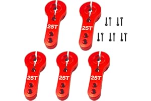 ZHUOYUEFSC 5Pcs 25T Aluminum Servo Horns M3 Threads Metal Steering Arm 25T Steering Arm for RC Car Truck Buggy Airplane(Red)