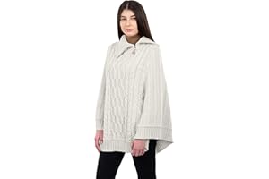 SAOL Ireland Ladies 100% Merino Wool Cowl Neck Zipper Poncho