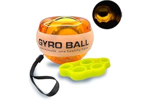 HAIYUES Auto-Start Gyro Ball Wrist Trainer – No Counter Grip Strengthener with Finger Band for Hand & Forearm Exercise – Stress Relief Spinner for Office, Rehab & Fitness