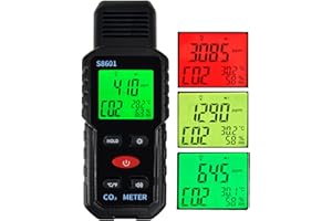 METELLME 3 in 1 Handheld CO2 Meter with Alarm,400-5000ppm CO2 Carbon Dioxide Detector with 3 Color Screen,Air Quality Monitor,CO2 Monitor Indoor ℃/℉ Temperature Humidity Tester