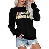 MOUSYA Kindness Heart Sweatshirt Love Heart Graphic Tees Inspirational Sweatshirt Be Kind Tops