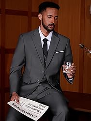 MAGE MALE Mens Two Button 3-Piece Suits Slim Fit