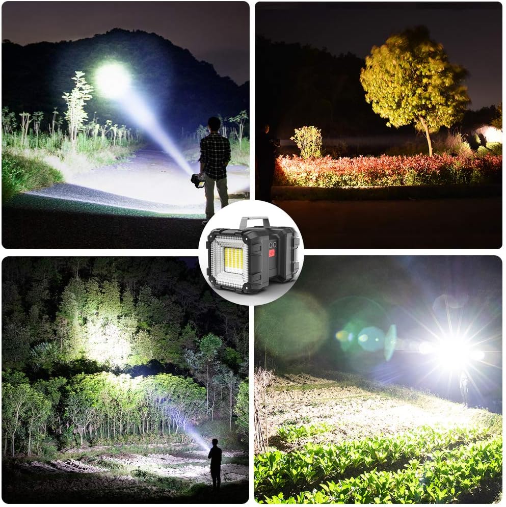 AlpsWolf Rechargeable Flashlight, LED Spotlight Flashlight 10000mAh 1200LM 20h Ultra-long Standby 3+4 Lights Modes Bright Flashlight Waterproof with USB Output as a Power Bank and Camping Accessories - - 