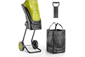 SEYVUM Electric Wood Chipper 15-Amp, Corded Shredder & Efficient Mulcher, with 45L Collection Bag and Push Stick, Double Sided Blade System, for Yard Waste, Branches, Grass, and Leaves, 21:1 Reduction