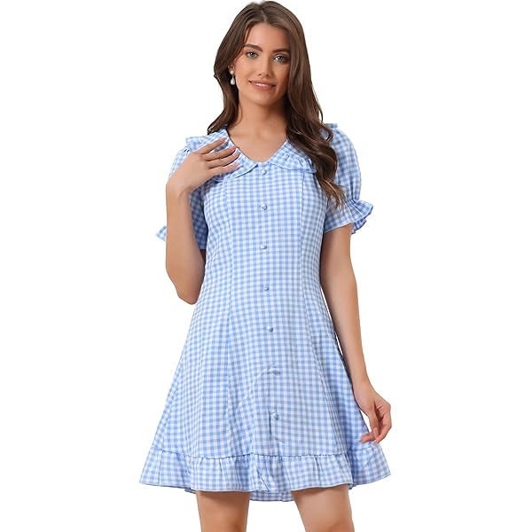 blue slim fit dress pants Royal Blue Gingham with Bold yellow Dress, RTS see measurements below –  Ruth Sewing Room main image 1