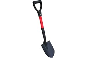 TABOR TOOLS Shovel with Round Point Blade and Comfortable D Grip 20 Inch Fiberglass Handle, Mini Trunk Digging Spade. J211A. (D Handle, Short Shovel)