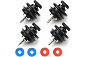 Miwayer Guitar Strap Locks Round Head Heavy Duty Metal Security Straplock, 4 Strap Button & 4 Rubber Block for Electric Acoustic Guitar, Ukulele