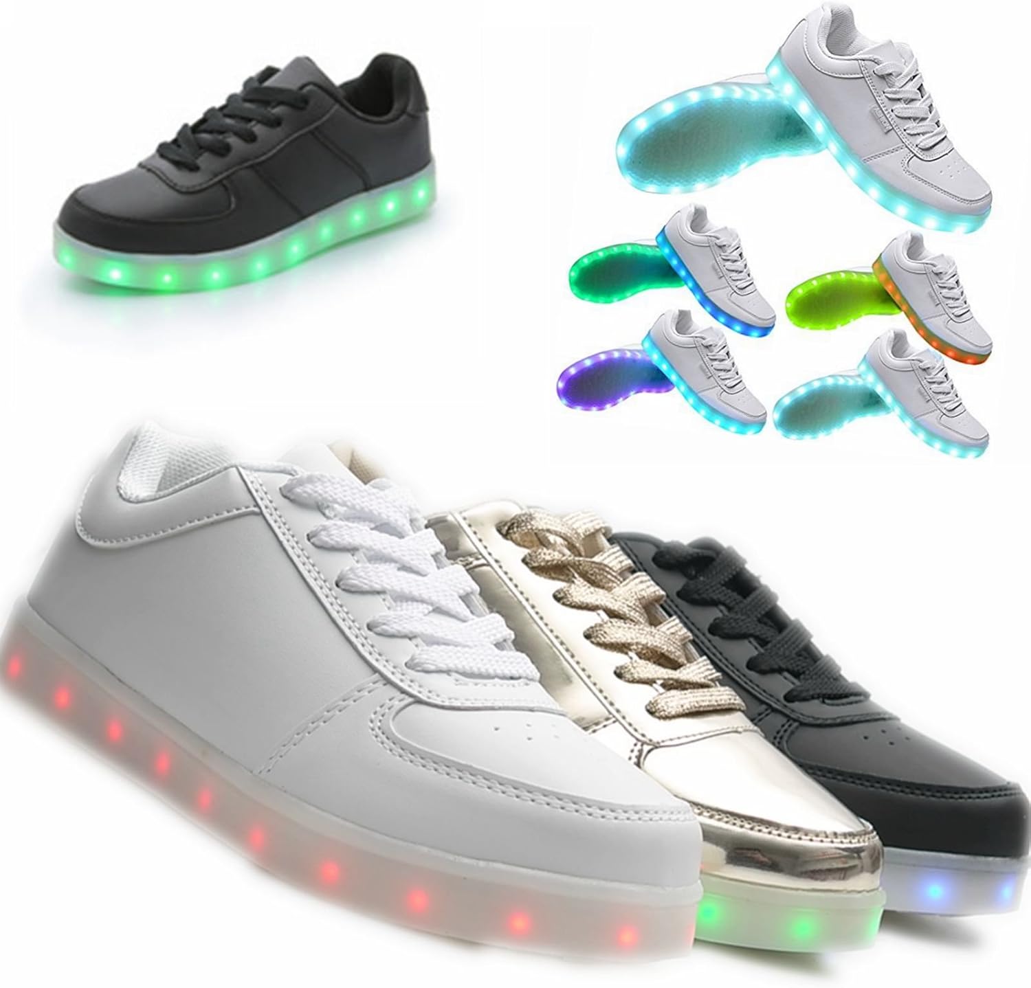 SUPTTING Jungen LED Sneaker - Leuchtende Sportschuhe Mit Farbwechsel, Atmungsaktiv